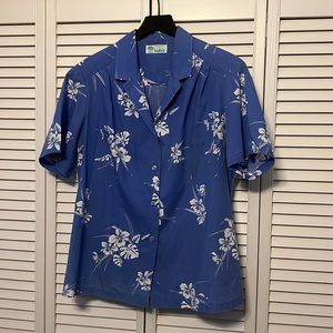 Vintage Blue Floral Hawaian Shirt